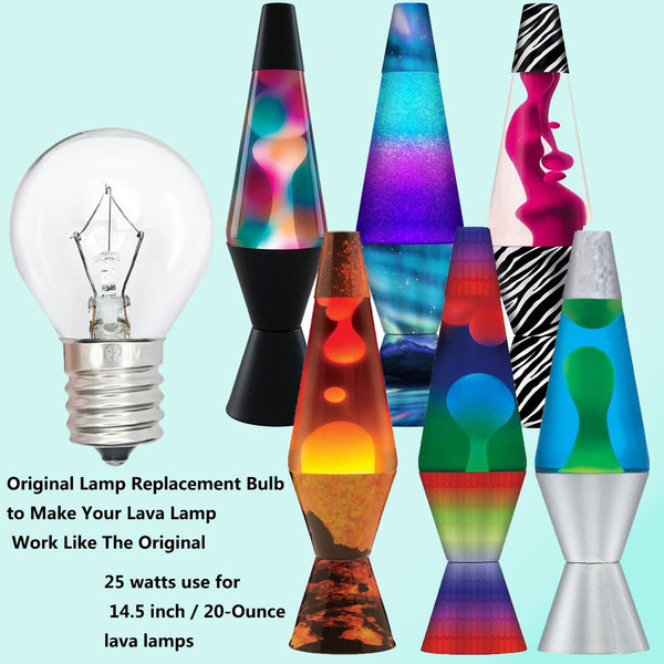Lava Lamp Bulbs 25 Watt S11 E17 Base The Original Replacement Light Bulbs for 14.5" Lava Lamps and Glitter Lamps,120 Volt Motion Lava Lamp Light