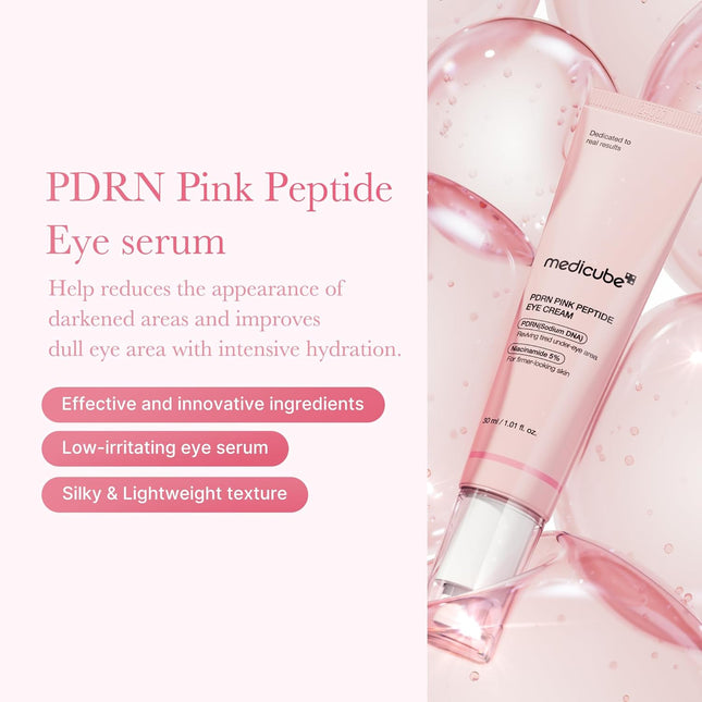 Medicube Salmon DNA PDRN Pink Peptide Eye Serum with Niacinamide and 99% Purity 