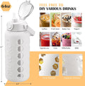 MUKOKO Glass Water Bottles 64Oz with 2 Lids, Half Gallon Drinking Bottle with Straws and Measurements, 2L Sports Drink Jug with Silicone Sleeve,