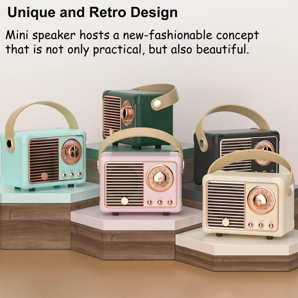 Retro Bluetooth Speaker, Portable Wireless Speaker with Crystal Clear Stereo Sound Rich Bass, Best Birthday Gifts Ideas for Women Teenage (Pink)