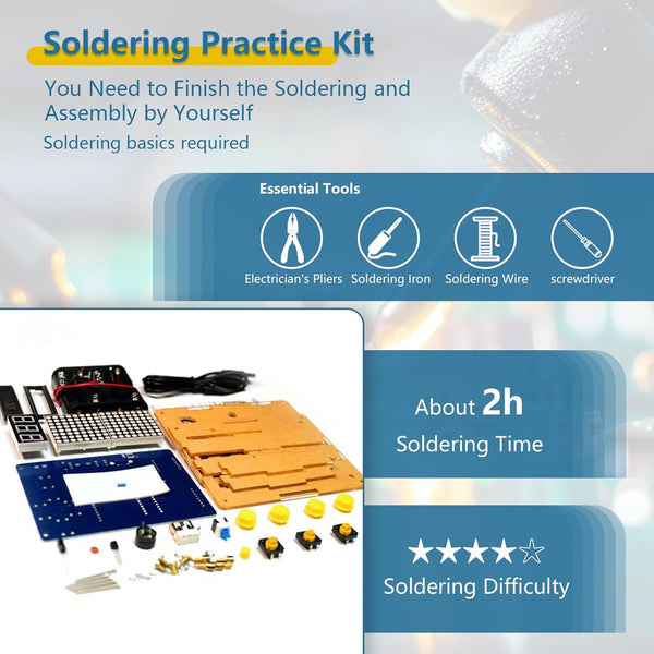 EI Electronic Pixel Games Electronic DIY Kits for Teenagers Soldering Kits Adults Suitable for School Students Learning Education and Teaching