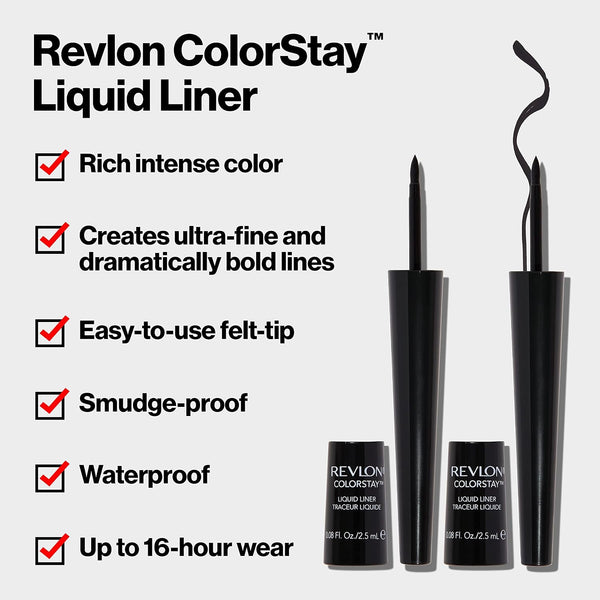 Revlon ColorStay Liquid Eyeliner, 251 Blackest Black, 0.08 Fl Oz Blackest Black 0.08 Fl Oz (Pack of 1)