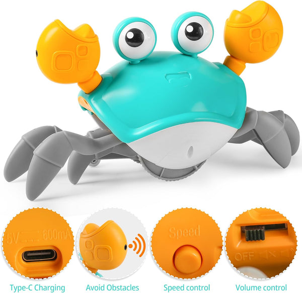 Hirger Crawling Crab Baby Toys 6-12 Months: Infant Tummy Time Toys, Dancing Walking Crab for Toddler 1 2 3 Year Old, 1st Birthday Gift with Music