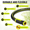 Garden Hose 3FT - PHLEX PRO Water Hose Heavy Duty Premium 5/8'' Rubber 3-Layer, Innovation Flexible Hybrid Lightweight Water Hose, Full Brass Male