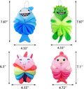 4 Pack Fun Bubble Bath Kid Loofahs, Cute Animal Loofah Bath Sponge, Shower Puffs Body Scrubber, Cute Sponges Cartoon 2