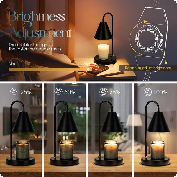 Candle Warmer Lamp,Electric Candle Warmer with Dimmable Light,Scented Wax Melter,No Smoke,Compatible with Various Jar,With 2 Light Bulbs,Home