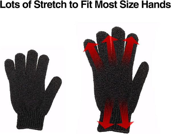 6Pairs Exfoliating Gloves - Premium Black Scrub Wash Mitt for Bath or Shower - Luxury Spa Exfoliation Accessories for Beauty Spa Massage, Suitable