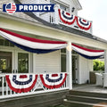 2x4 Ft American Pleated Fan Flag USA Bunting 4th of July Flags Decor Outside Porch Garden Banner Embroidered Patriotic Stars & Sewn Stripes Canvas