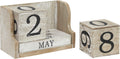 Wooden Perpetual Block Calendar for Desk, Wood Month Date Display Blocks for Teachers, Students, Classroom, Rustic Farmhouse Office Decor, Desk