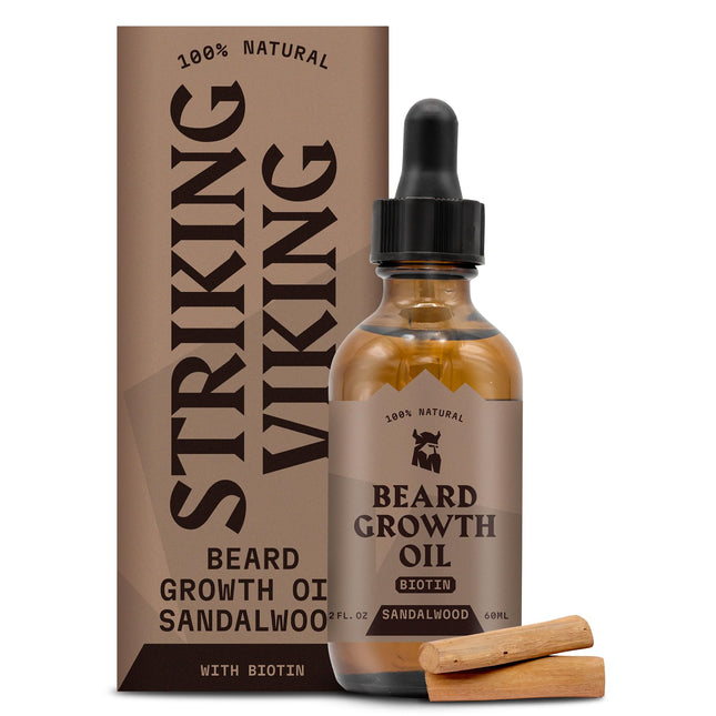 Striking Viking Beard Growth Oil with Biotin - 2 Fl Oz, 1 Pack, Sandalwood - Thi