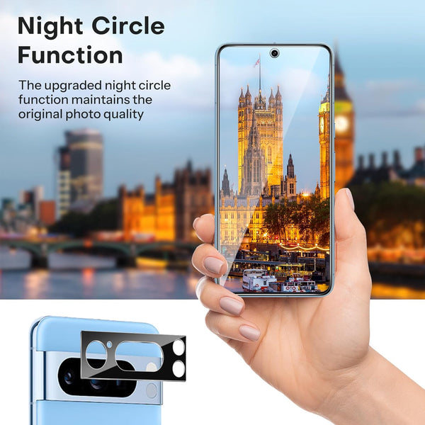 OMOTON for Pixel 8 Pro Screen Protector, 3 Pack for Pixel 8 Pro Tempered Glass, 3 Camera Lens Protector, Fingerprint Sensitivity (6.7 Inch, 2023