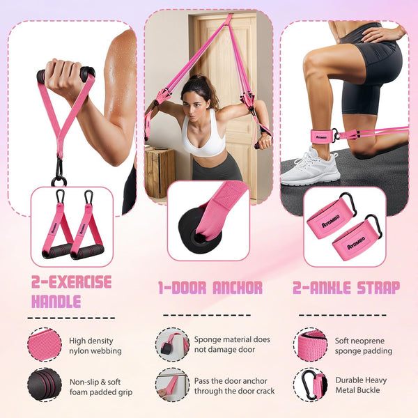 Resistance Bands, Exercise Bands with Handles for Working Out, Fitness Bands for Women, Workout Equipment Home Gym, Training Bands with Door
