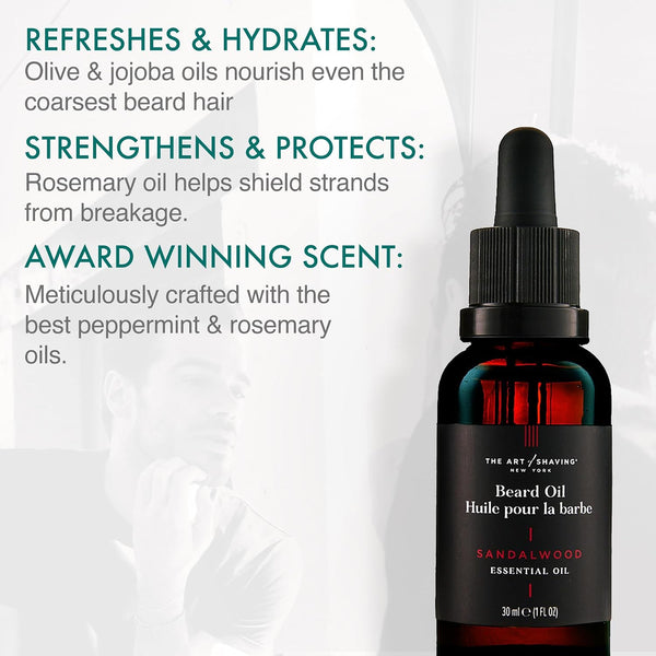 The Art of Shaving Beard Oil – Tames & Moisturizes Beard & Mustache Hair Leaving a Healthy Shine with a Non Greasy Finish – Award-Winning