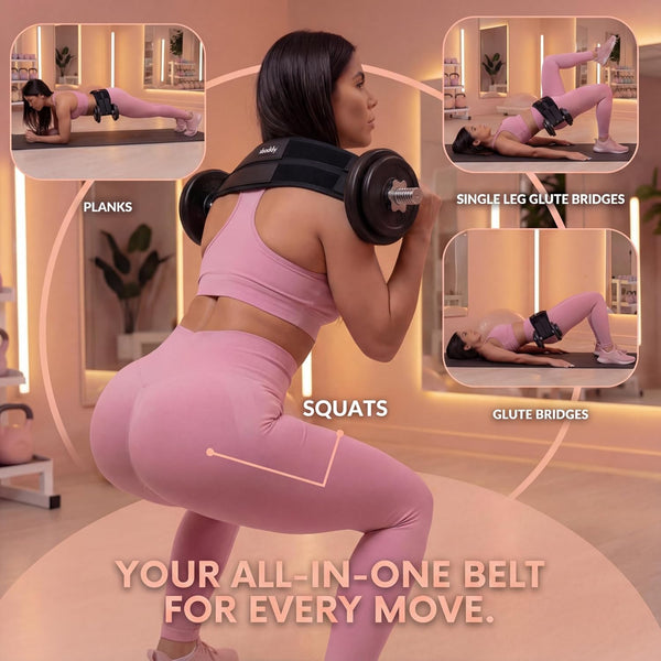Hip Thrust Belt for Dumbbells Heavy, Kettlebells, Plates, Hip Thrust Band for Women/Men, Double Hook & Loop Booty Builder, Glute Workout Equipment