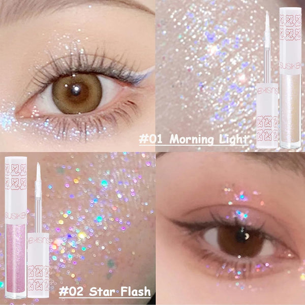 6Pcs Liquid Glitter Eyeshadow Eyeliner, Korean Makeup, Bling Under Eye Shadow, Shimmer Eye Make Up Valentine's Gift Set,Long Lasting,Quick Drying