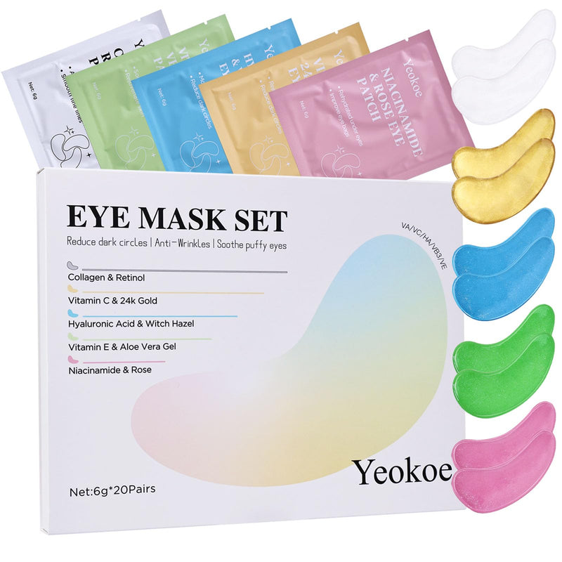 Under Eye Patches for Dark Circles,Eye Mask for Puffy Eyes with Collagen,Retinol,Vitmin C,Hyaluronic Acid and Niacinamide Face Masks Skincare Spa