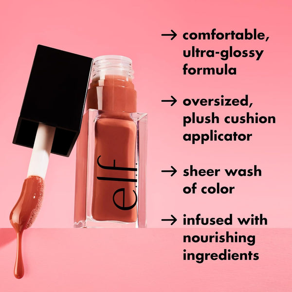 E.L.F. Glow Reviver Lip Oil, Nourishing Tinted Lip Oil for a High-Shine Finish, Infused with Jojoba Oil, Vegan & Cruelty-Free, Money Mauve