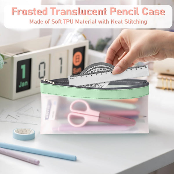 Timart Clear Pencil Pouch-3 Pack, Clear Pencil Case, Pen Holder with Zipper for Kids, Makeup Pouch, Kids Pencil Pouch for Office School Supplies