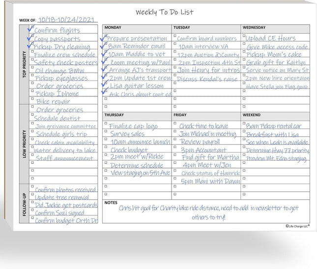 Weekly to Do List Notepad, 60 Page Task Planning Pad W/Daily Checklist, Priority