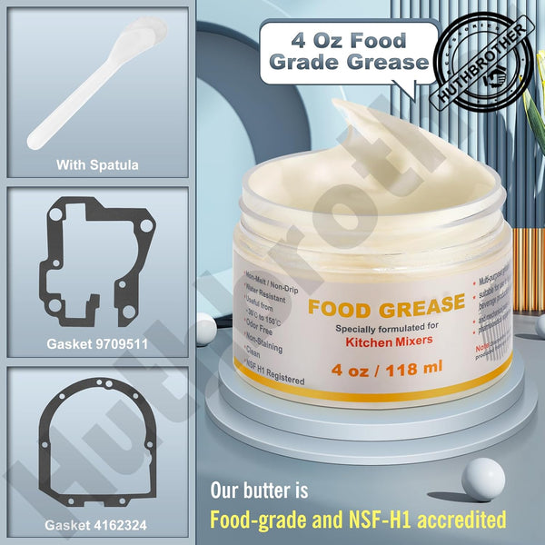 4 Oz Food Grade Grease for Kitchen Aid Stand Mixer - by Huthbrother, Universally for Kitchen Stand Mixer, Mixer Gear Attachments, Include Gasket