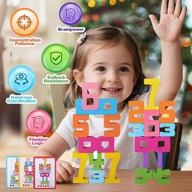 Wooden Number Building Blocks,20Pcs Stacking Toys for 3+ Years Old Kids,Educatio
