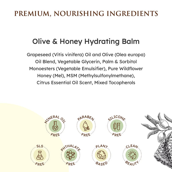 Qhemet Biologics Olive & Honey Hydrating Balm - Moisturizing Hair Balm for Smooth, Soft, Supple Hair - Leave in for Long-Lasting Hydration -