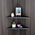 evron Corner Mounting Shelf Set of 2 – Easy to Install Floating Wall Shelves with Wood Grain Finish, Durable and Waterproof ABS Plastic for
