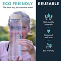Mayu Water Bottle with Bamboo Lid, Eco Friendly & BPA Free, Plastic Free Borosilicate Glass Bottle - Zero Leak Design - for Outdoor Picnic,