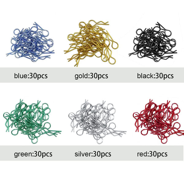 180pcs Universal RC Body Clips Car Clips Steel R Clips Stainless Steel for All 1/8 1/10 1/12 Scale Traxxas Redcat HPI Himoto HSP Exceed RC Car