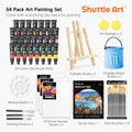 Shuttle Art 54 Pack Acrylic Paint Set, Acrylic Painting Set with 30 Colors Acrylic Paint, Wooden Easel, Painting Canvas, Paint Brushes, Palette,