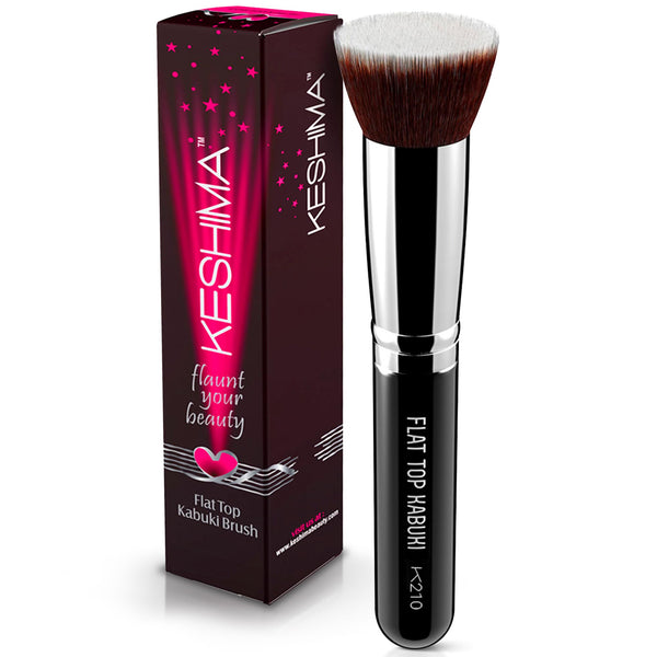 Flat Top Kabuki Foundation Brush by KESHIMA - Premium Makeup Brush for Liquid, Cream, and Powder - Buffing, Blending, and Face - 1.2" Top Diameter