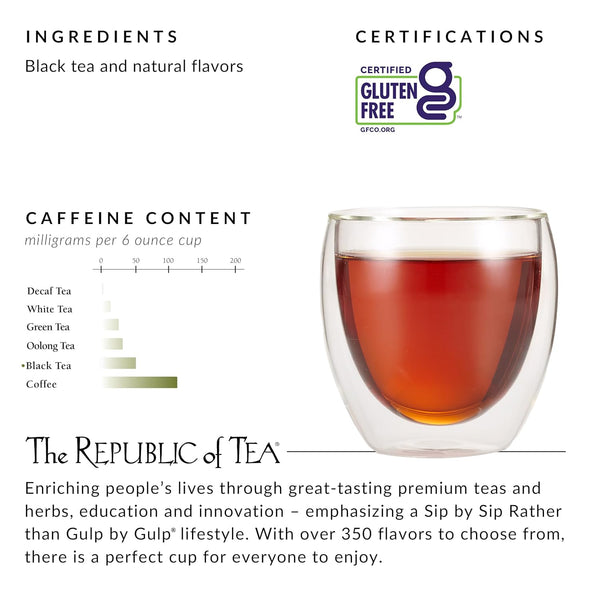 The Republic of Tea - Vanilla Almond Black Tea Tin, 50 Tea Bags, Naturally Caffeinated 50 Count (Pack of 1)