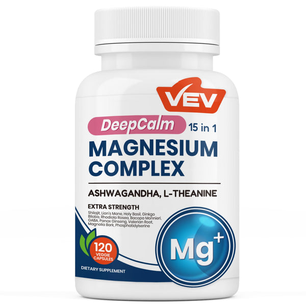 VEV DeepCalm 15-in-1 Magnesium Complex for Women & Men, 120 Caps 120 Count (Pack of 1)