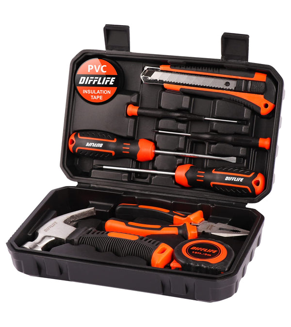 Tool Sets Household Tool Kit, 14-Piece General Home/Auto Repair Tool Set with Hammer, Pliers, Screwdriver Set and Toolbox Storage Case - Perfect