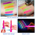 Glow in The Dark Under Blacklight Face & Body Paint Neon Body Paint Sticks | Skin Safe,Blacklight Glow Tattoo Markers,Washable Temporary Tattoo