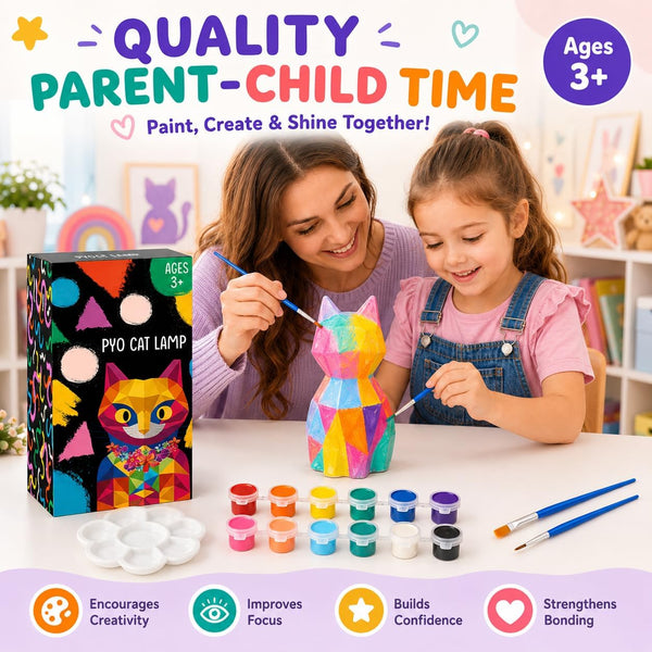 Goodyking Paint Your Own Cat Lamp Kit, DIY Cat Crafts Night Light, Painting Kit Arts & Crafts for Kids Ages 8-12, Art Supplies Birthday Easter