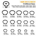 VIGRUE 315Pcs Snap Ring Shop Assortment Alloy Steel External Circlip Snap Retaining Clip Rings Set, 15 Sizes Black 315PCS