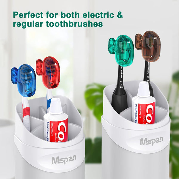 Mspan Toothbrush Head Cover Cap: Tooth Brush Protector Cute Plastic Clip Pod Compatible with Standard & Electric Toothbrush - Travel Case for