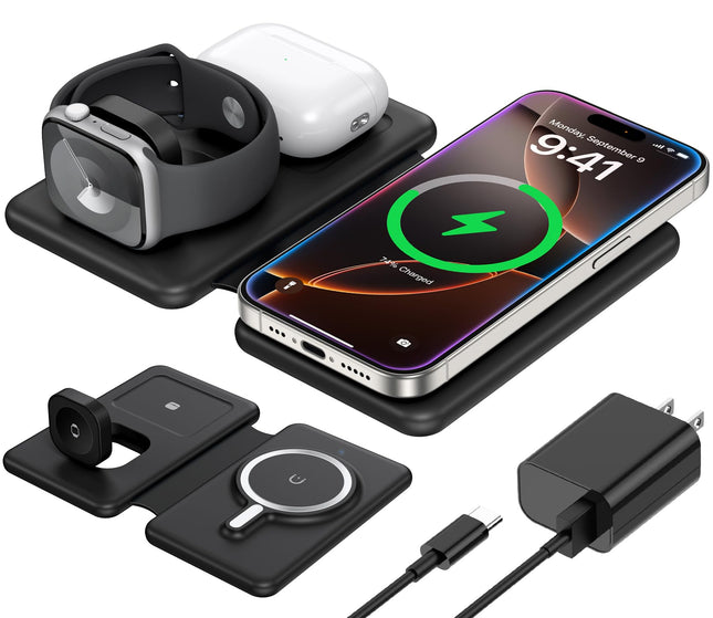 3 in 1 Charging Station for Apple,Travel Charger for Multiple Devices for Iphone,Foldable Magnetic Charger for Iphone 16