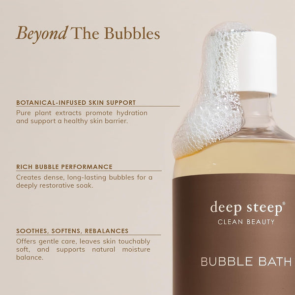 Deep Steep Lavender Chamomile Bubble Bath for Women, Hypoallergenic, Clinically Tested, Clean Formula for Sensitive Skin, Sulfate-Free, 17 fl oz