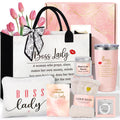 Boss Lady Gifts for Women, Best Boss Gift with Grocery Canvas Tote Bag, Funny Boss Christmas Box for Women, Cool Basket for Bosses Female, Office