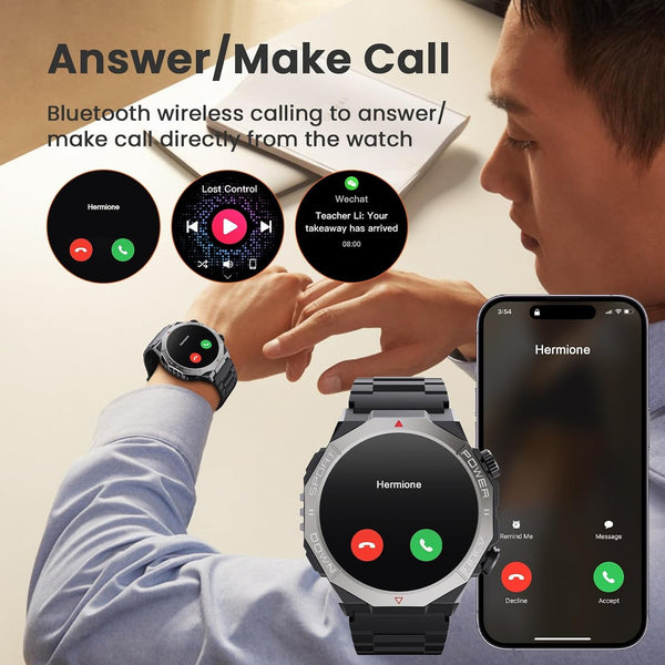 Military Smart Watches for Men(Answer/Make Calls), 1.39" Fitness Watch with Heart Rate Pedometer Sleep Monitor, 110+ Sports Modes Smartwatch for