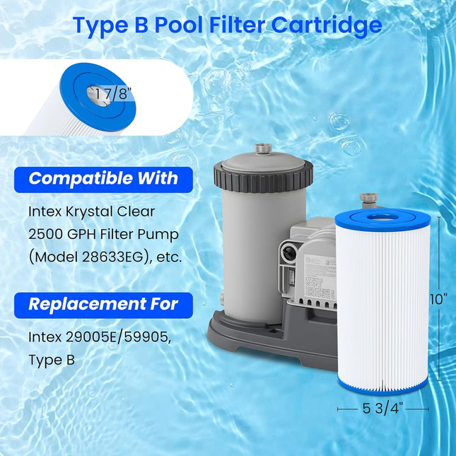 Future Way Type B Pool Filter Replacement for Intex 2500 GPH Filter Pump for abo