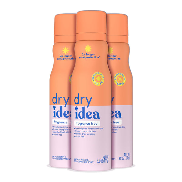 Dry Idea Fragrance-Free Dry Spray Deodorant & Antiperspirant for Women - Hypoallergenic for Sensitive Skin, 2X Longer Sweat Protection*, 72Hr Odor