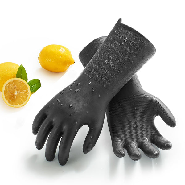 Vgo... 1 Pair Household Cleaning Gloves Infused with Rresh Rich Aromas, Lined Dishwashing Gloves,Long Sleeves Kitchen Gloves, Bathroom Cleaning,
