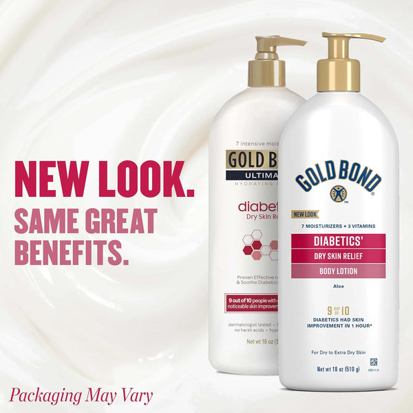 Gold Bond Diabetics' Dry Skin Relief Body Lotion, 18 Oz., with Aloe to Moisturize & Soothe