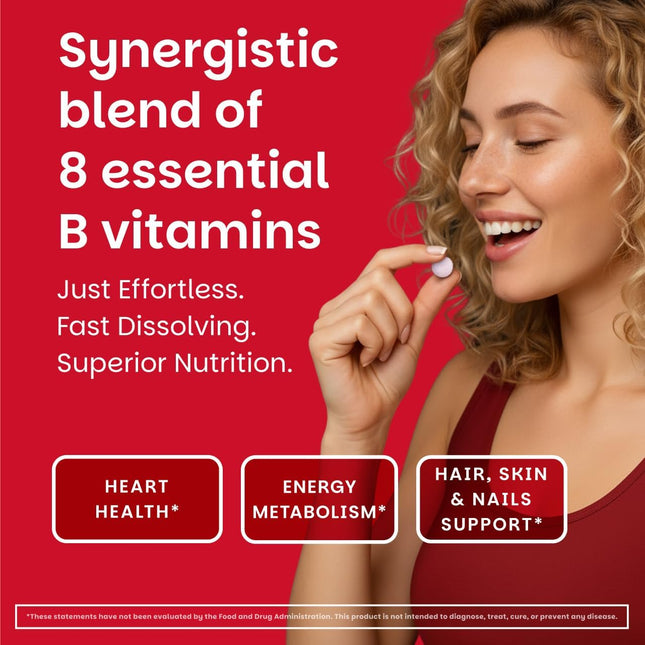 EZ Melts Dissolvable Vitamin B-Complex with Methyl B12 and Methyl Folate, Sugar-