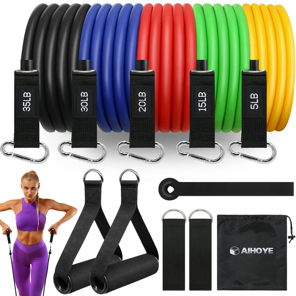 Aihoye Resistance Bands for Working Out, Exercise Bands with Handles, Stretch Bands for Exercise, Workout Bands with Door Anchors for Physical