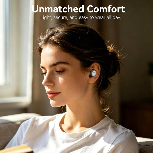 TOZO T10 Wireless Earbuds Powerful Bass Stereo Wireless Charging, APP, IPX8 Matte White