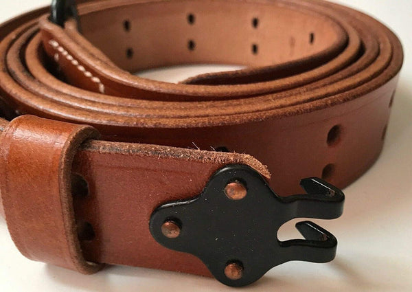 US M1907 Leather Sling WWII M1 Garand Leather Rifle Sling (Leather & Steel Hardware)